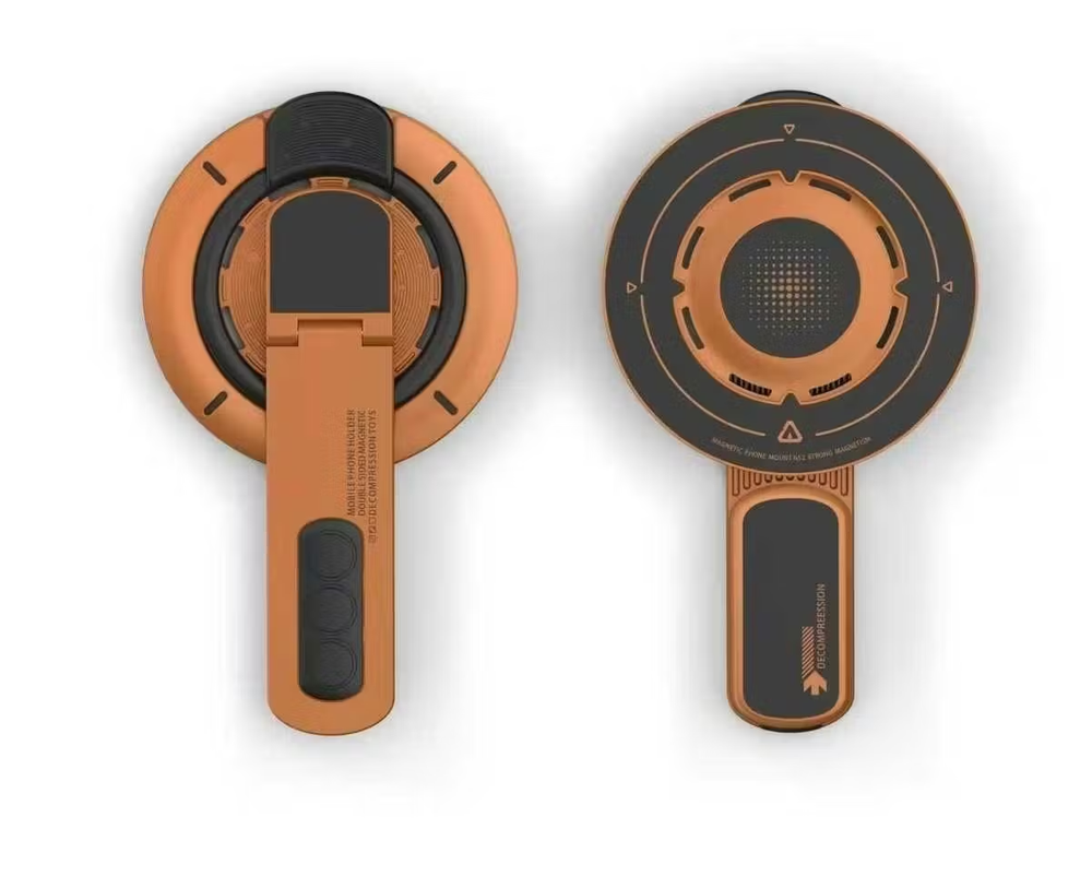Orange - 360° Magnetic Rotating Phone Holder – Double-Sided Magnetic Desktop Stand
