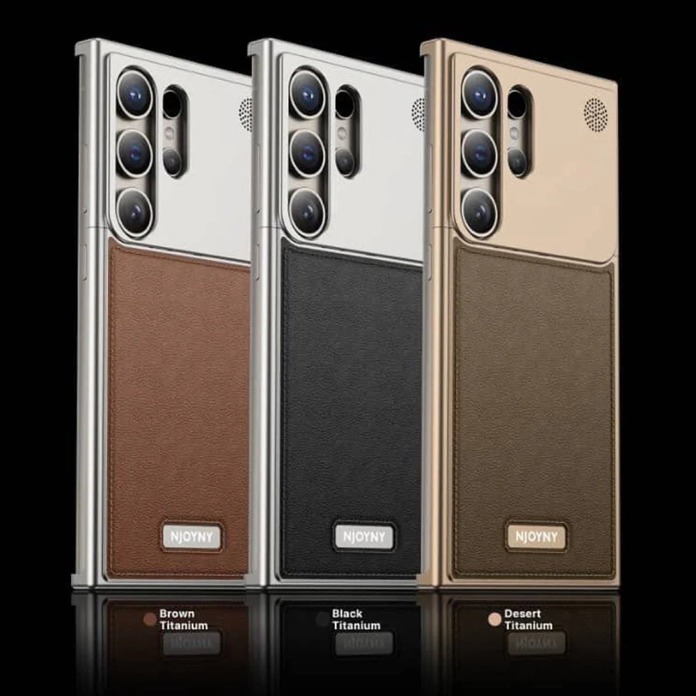 Aero Flex Aluminum Metal + Leather Frameless Design Bumper Case for S25 Ultra - Titanium
