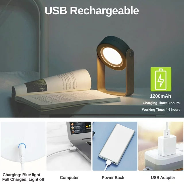 LED Foldable Table Lamp Lantern Light USB Rechargeable Touch Sensor - Grey Color