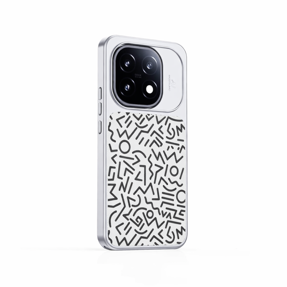 White with Black lines Carbon fiber pattern Matte Hard PC case for iQOO 15