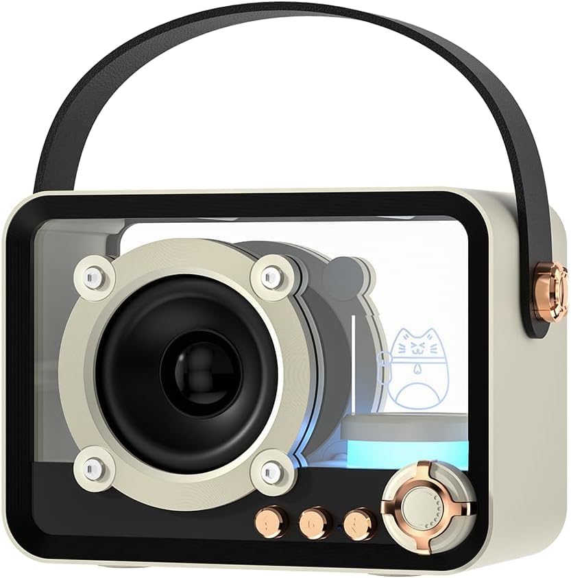 White Transparent Wireless Bluetooth Speaker with RGB Lights TF Card FM AUX Support 5W HiFi HD Sound 8H Playtime