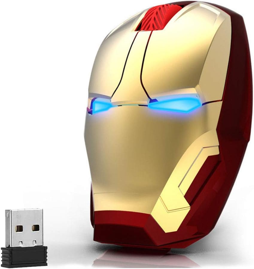 Wireless Iron Man Mouse 2.4G Optical Computer Mouse for Desktop Laptop PC Mac