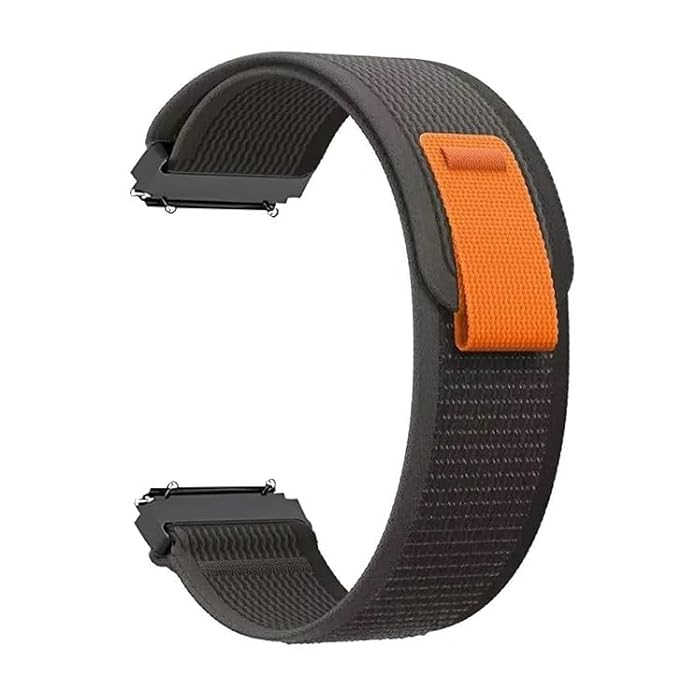 20 MM Black with Orange Trail loop Bands Compatible for Android Smartwatches