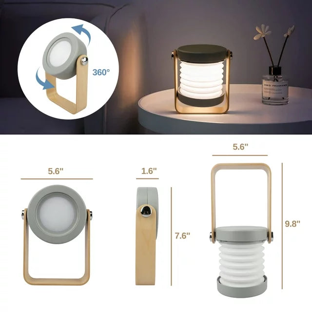 LED Foldable Table Lamp Lantern Light USB Rechargeable Touch Sensor - Grey Color