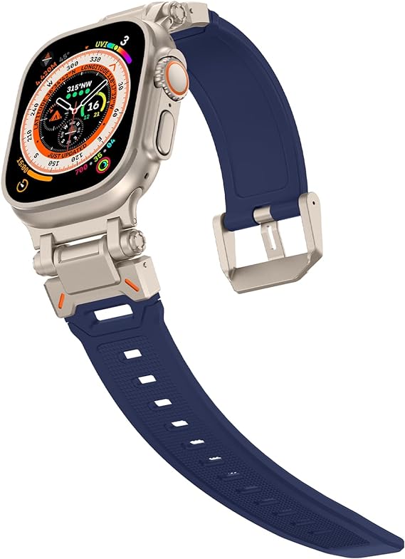 Titanium-Blue Luxury Armor Style Sports Bands Compatible For iWatch 42/44/45/49 MM