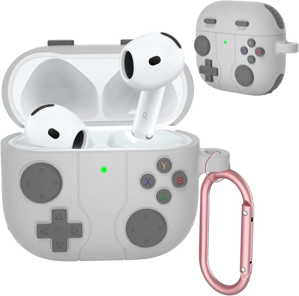 Classic Retro Handheld Game Console Design Case for Apple Air Pods 4 Case - Grey
