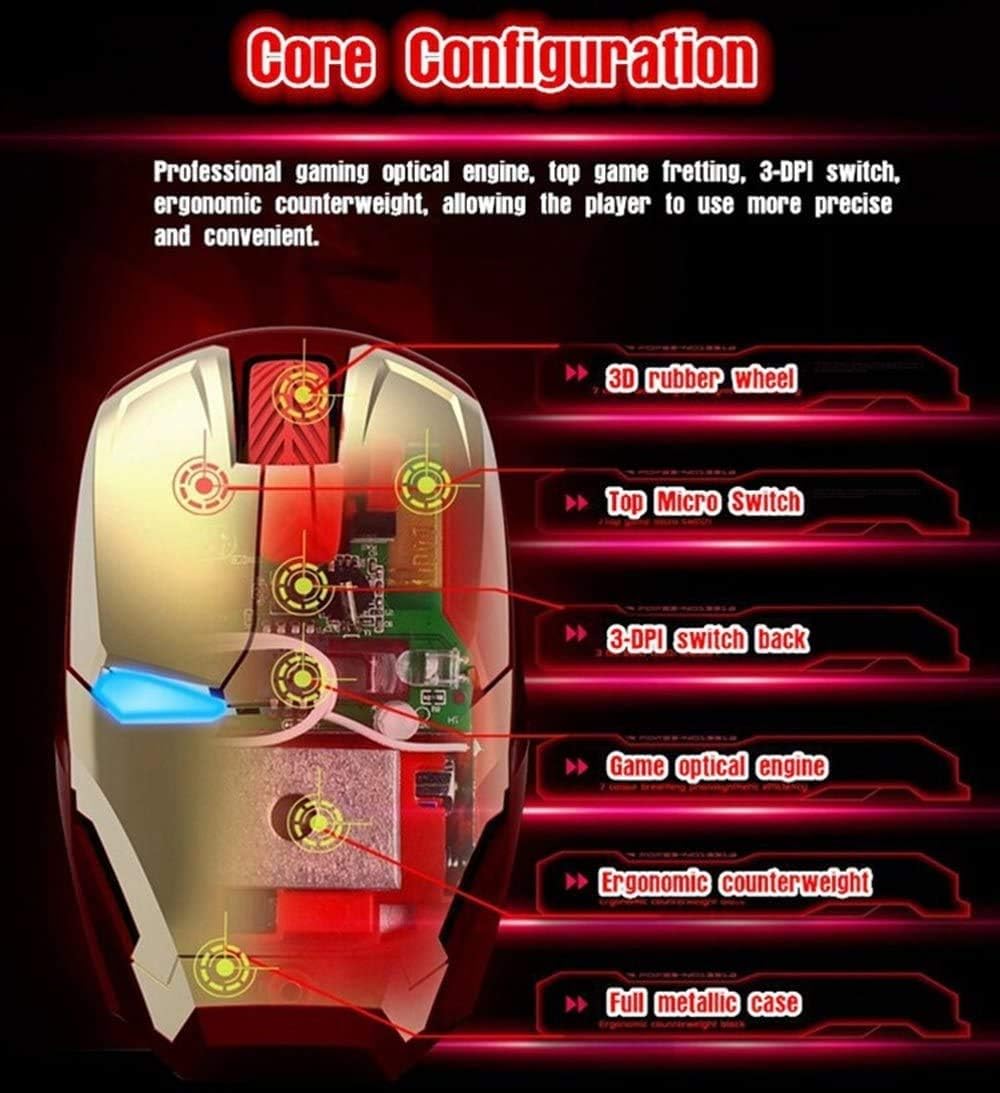 Wireless Iron Man Mouse 2.4G Optical Computer Mouse for Desktop Laptop PC Mac