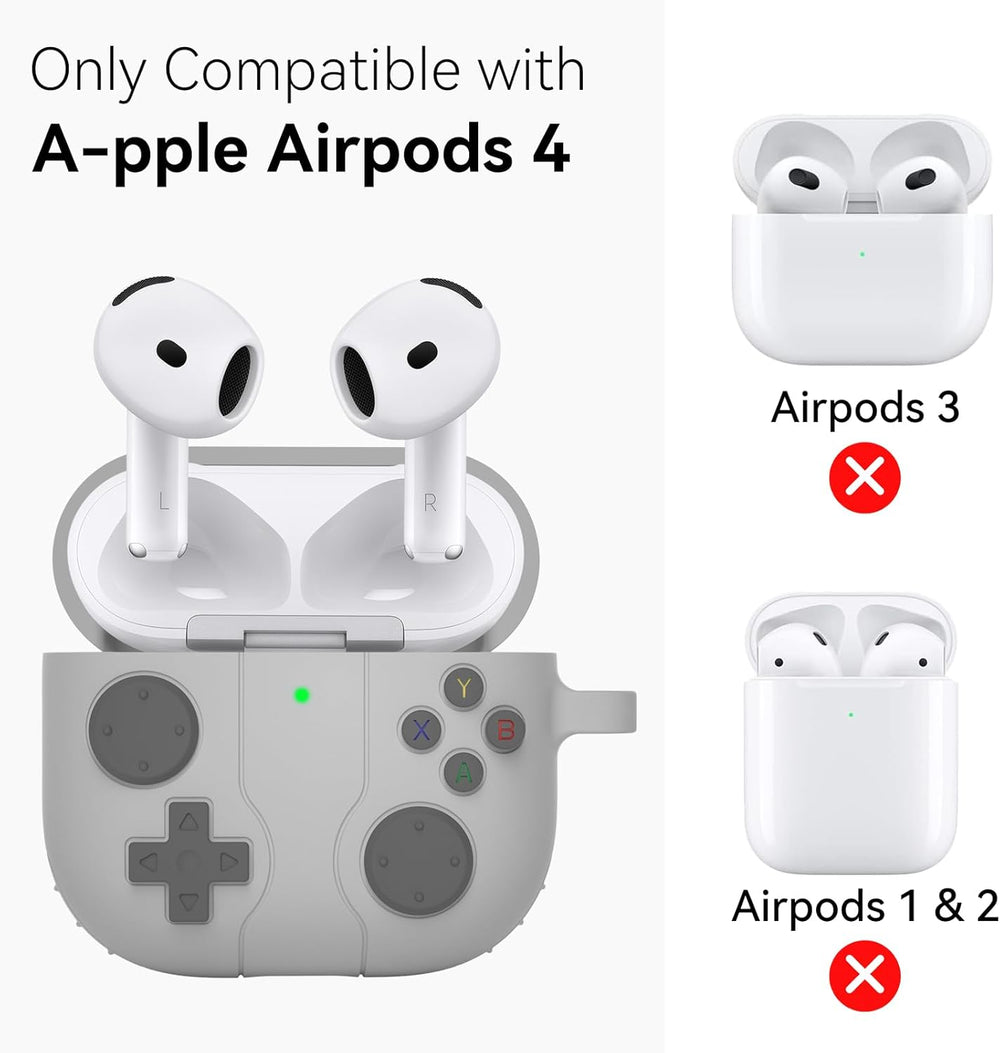 Classic Retro Handheld Game Console Design Case for Apple Air Pods 4 Case - Grey