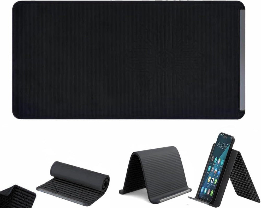 Black Flexible Memory Bend Phone Stand, Foldable Silicone Aluminum Holder, 360° Adjustable & Wrapable, Non-Slip Portable Desk & Travel Stand