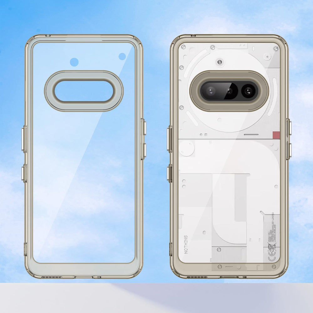 Hard PC + TPU Frame, Drop-Resistant, Protective Case Compatible with Nothing Phone 3a (Transparent Grey)