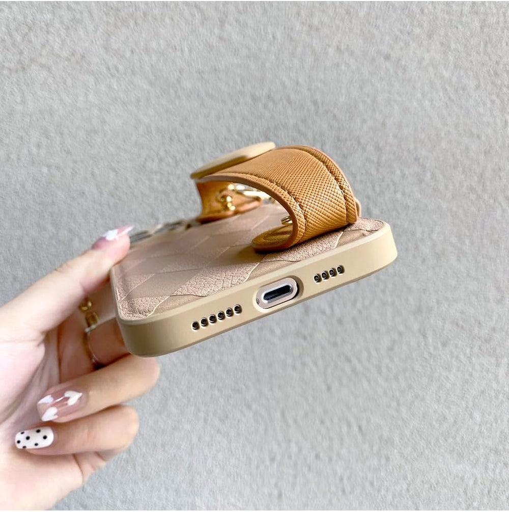 Lovely Wrist Strap Slim PU Leather Cute Lanyard Phone Case for iPhone 12/14/15