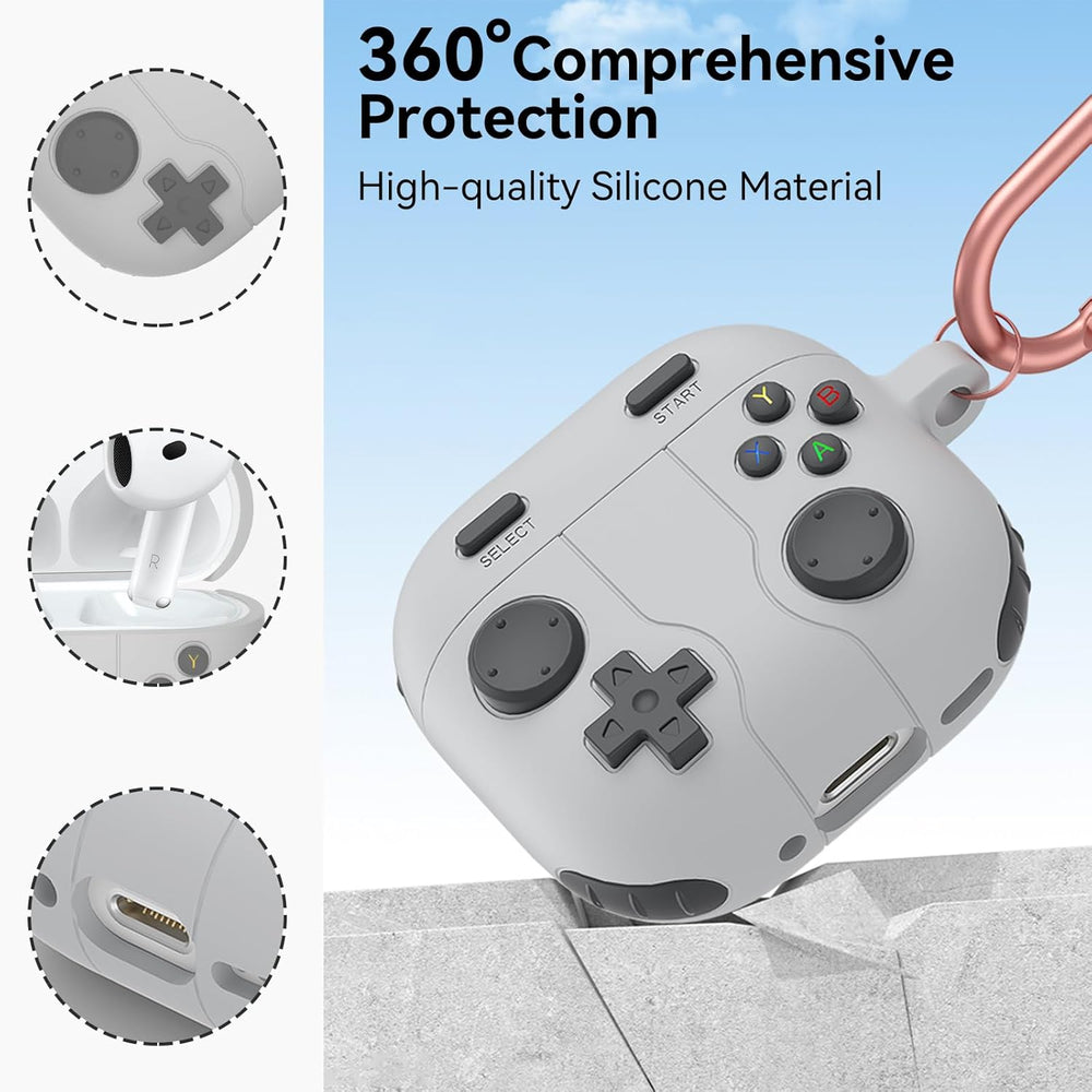 Classic Retro Handheld Game Console Design Case for Apple Air Pods 4 Case - Grey