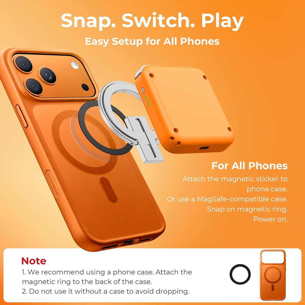 Orange M4 Snap-On Mobile Gaming Controller for Android & iPhone