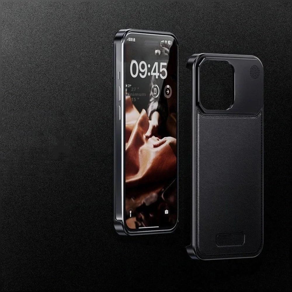 Black Aero Flex Premium Metallic Leather Case - iPhone 15 Pro