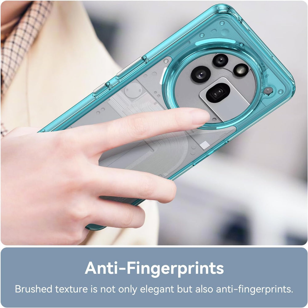 Hard PC + TPU Frame, Drop-Resistant, Protective Case Compatible with Nothing Phone 3a Pro (Transparent Blue)