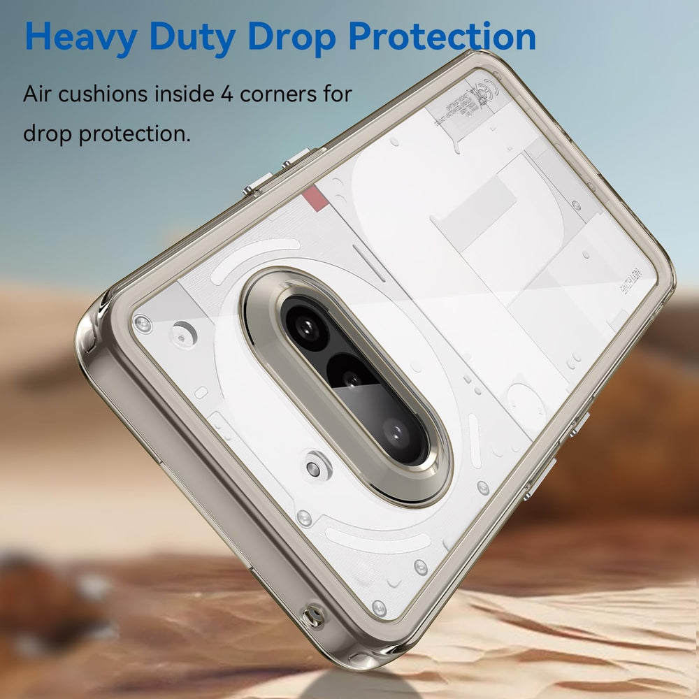 Hard PC + TPU Frame, Drop-Resistant, Protective Case Compatible with Nothing Phone 3a (Transparent Grey)