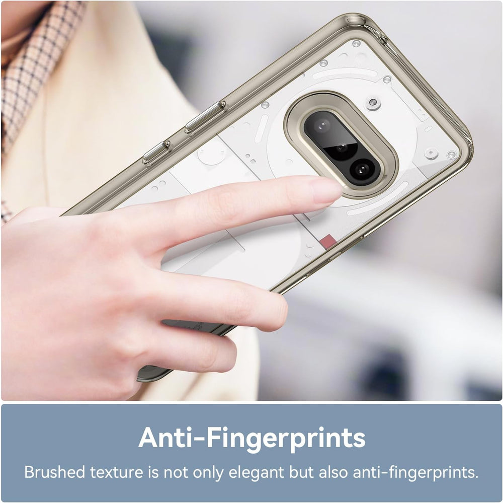 Hard PC + TPU Frame, Drop-Resistant, Protective Case Compatible with Nothing Phone 3a (Transparent Grey)