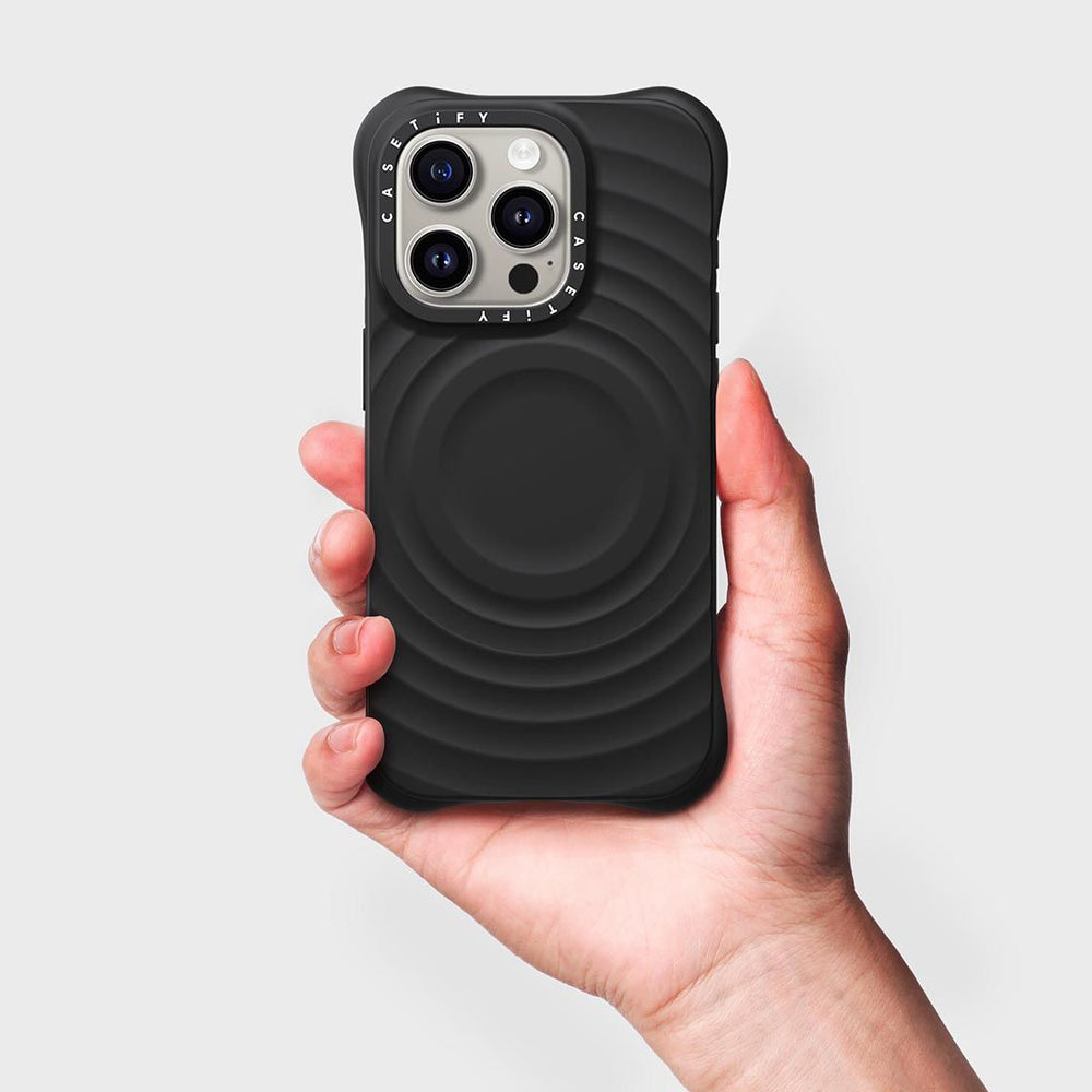 Ripple Texture with MagSafe PC+Liquid Silicone Cover for iPhone 14/15 Series - Black