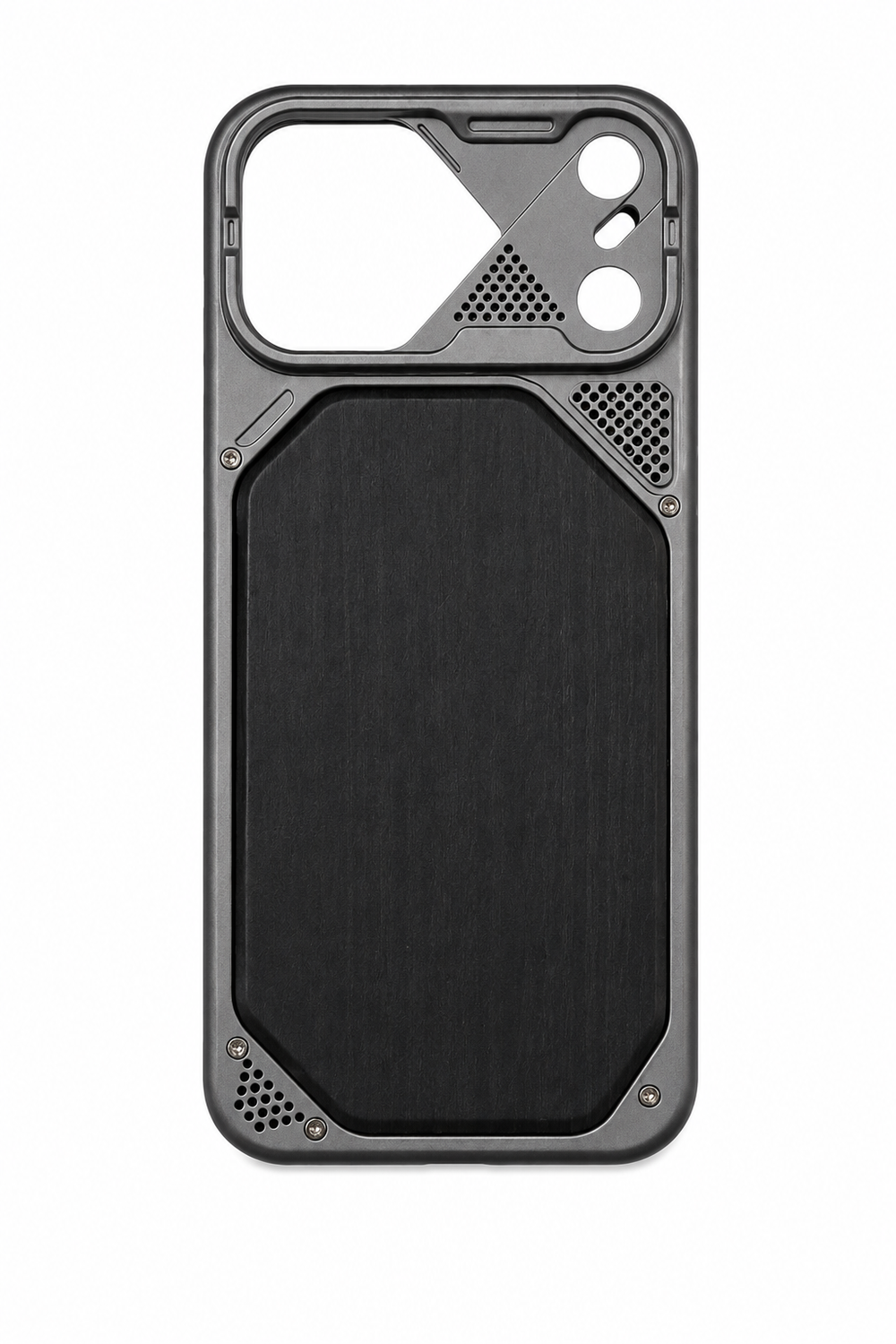 Grey Rugged Wood-Panel Protective Phone Case - iPhone 17 Promax