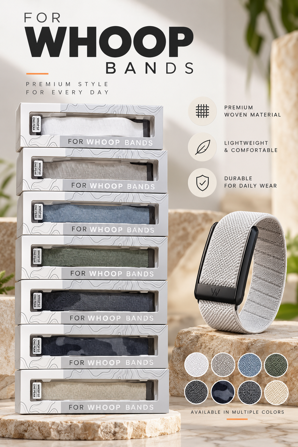 Whoop 5.0(One /Peak)- Stretchable Nylon Sports Band - Starlight (Strap only)