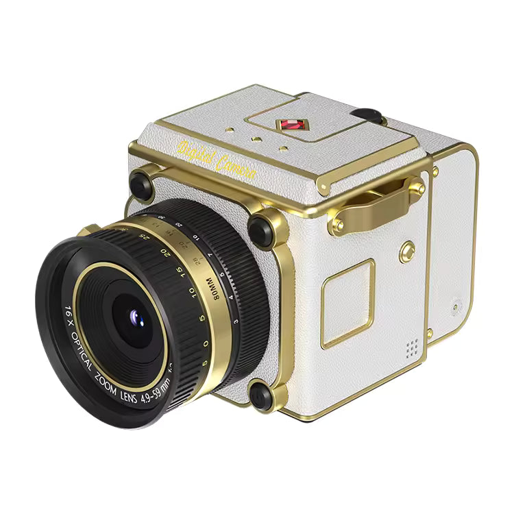 White Vintage Digital Camera, 64MP 2.7K Retro Point and Shoot Camera with Autofocus, 2" IPS Waist-Level Screen & 16GB TF Card, 16X Zoom Compact Photography Camera