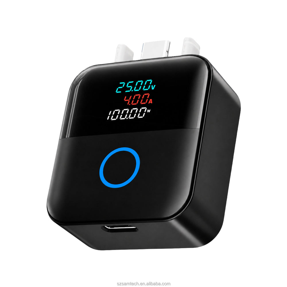 Black Auto Pop AI Smart Auto Stop Adapter - Charging Separator - Type-C