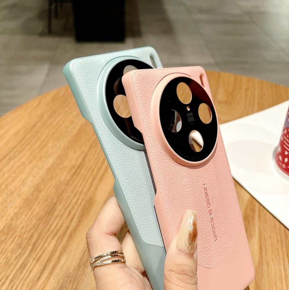 High-end Design Leather Color Clash Phone Case for Vivo X100 - Red