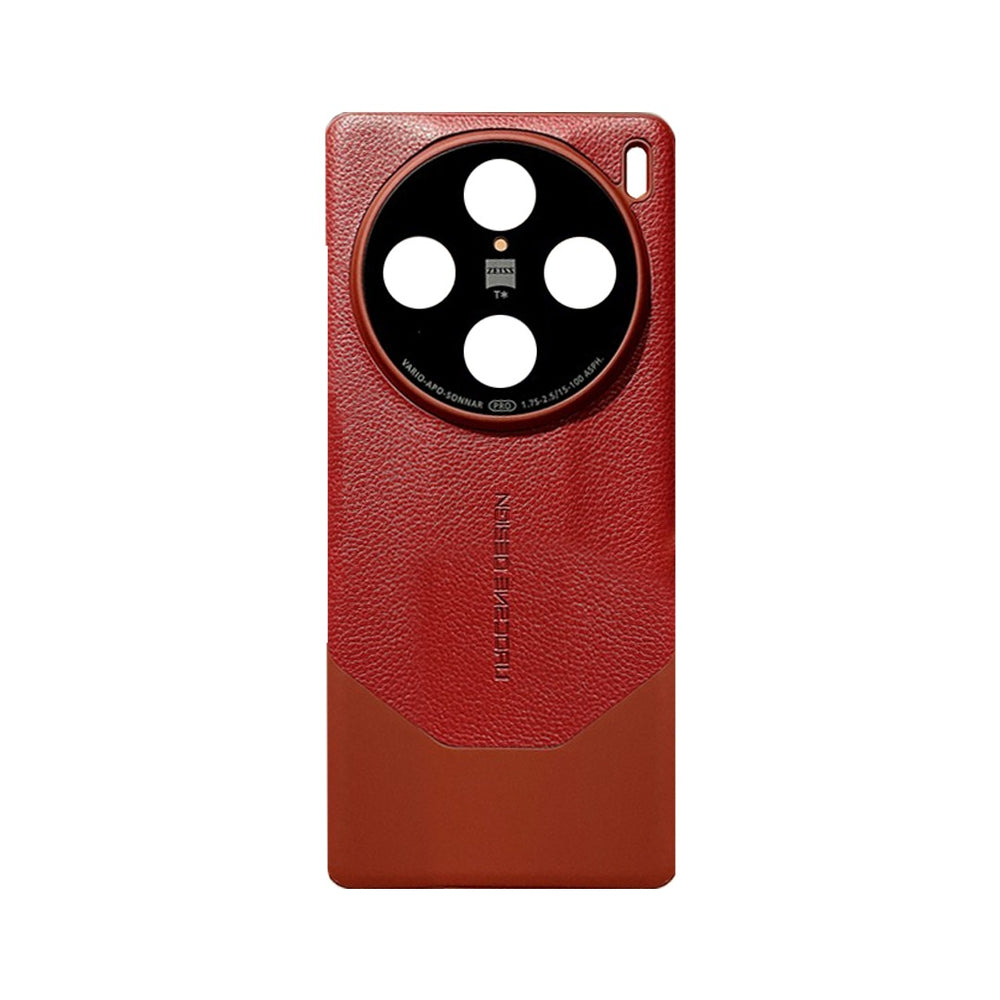 High-end Design Leather Color Clash Phone Case for Vivo X100 - Red