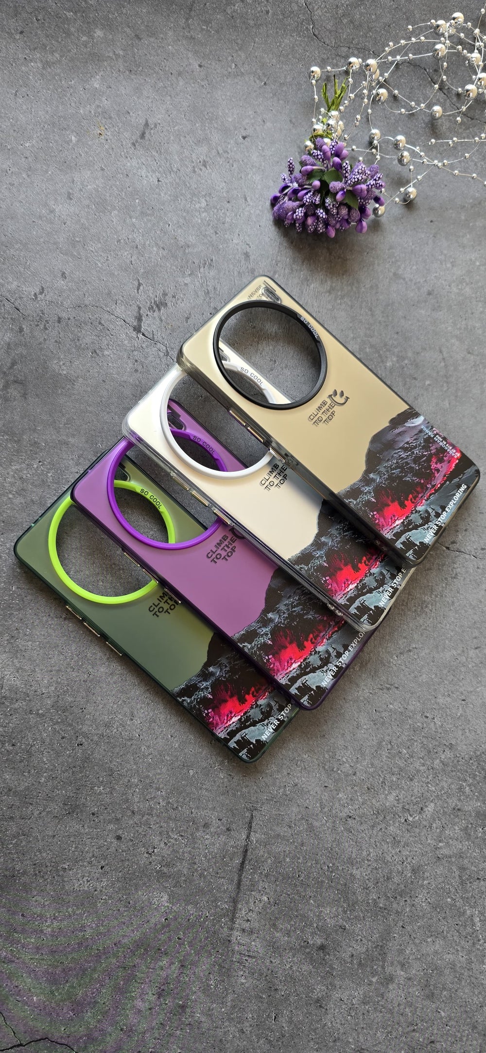 Printed Iridescent Slim PC & Silicone Edge Cover with Camera Lens Protector Solid Color for Vivo X100 - Silver