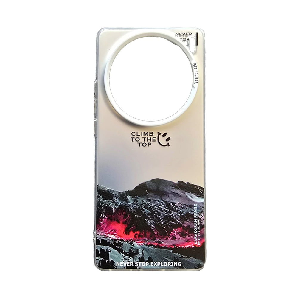 Printed Iridescent Slim PC & Silicone Edge Cover with Camera Lens Protector Solid Color for Vivo X100 - Silver