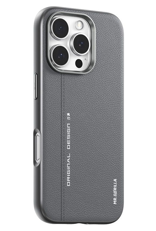 Grey Blueo PU Leather Phone Case with Magnetic for iPhone 16 Promax