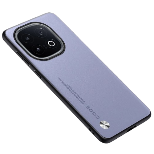 Light Purple Luxury Plain Leather with shockproof bumper Case For iQOO 13