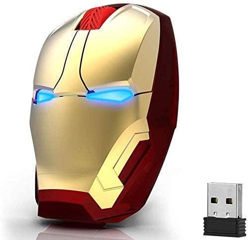 Wireless Iron Man Mouse 2.4G Optical Computer Mouse for Desktop Laptop PC Mac - Gold