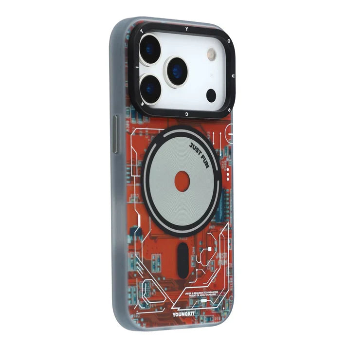 YOUNGKIT Technology Series Matte Finish Magsafe Back Cover for iPhone 17 Promax - Orange