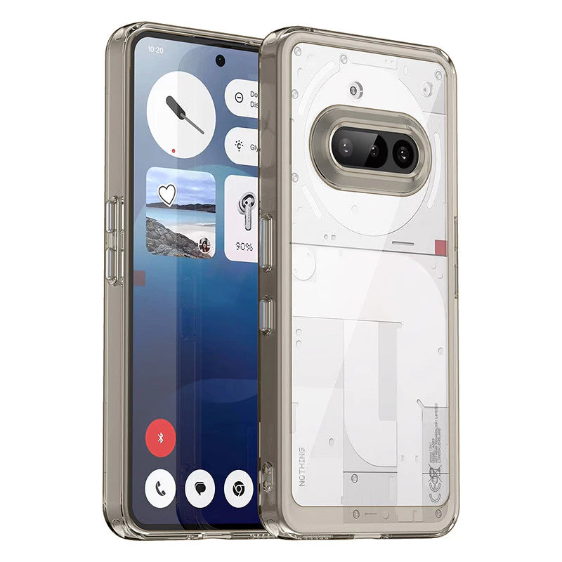 Hard PC + TPU Frame, Drop-Resistant, Protective Case Compatible with Nothing Phone 3a (Transparent Grey)