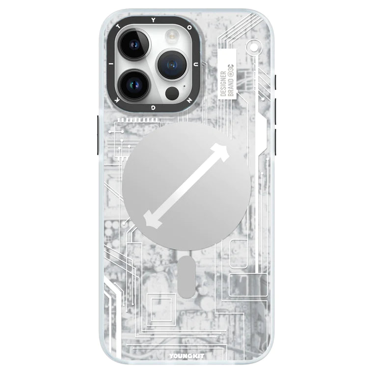 Youngkit White Futuristic case for iPhone 15