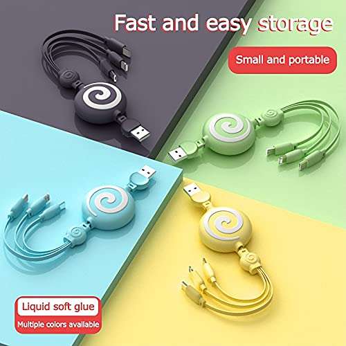 3 in 1 Retractable Lollypop Charging Multi Port - Green