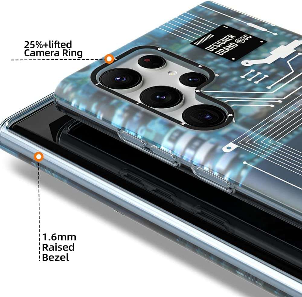Blue color Futuristic Circuit Magsafe Case for Samsung S23 Ultra