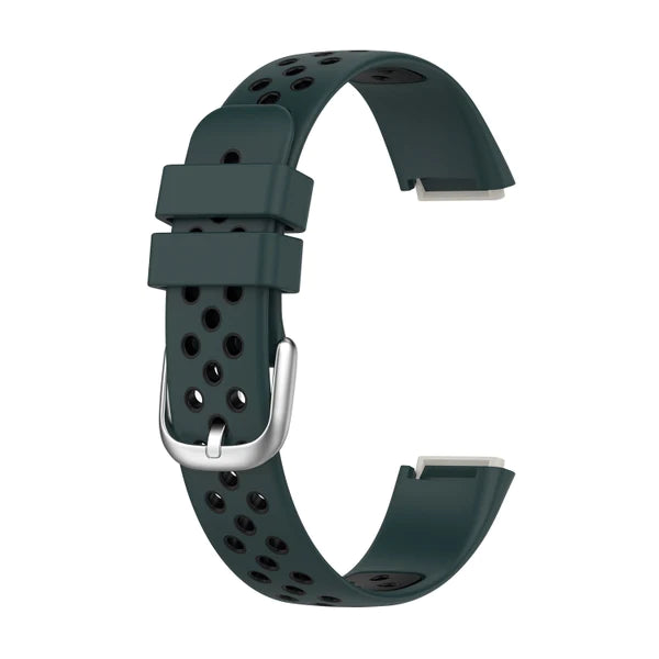 Olive Green+Black Two-color Silicone Watch Band for Fitbit Luxe