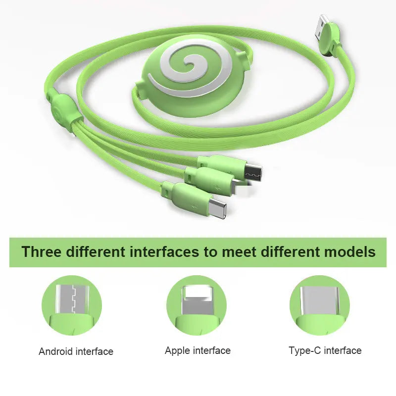 3 in 1 Retractable Lollypop Charging Multi Port - Purple