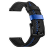 22MM Genuine Leather Band - Black with Blue