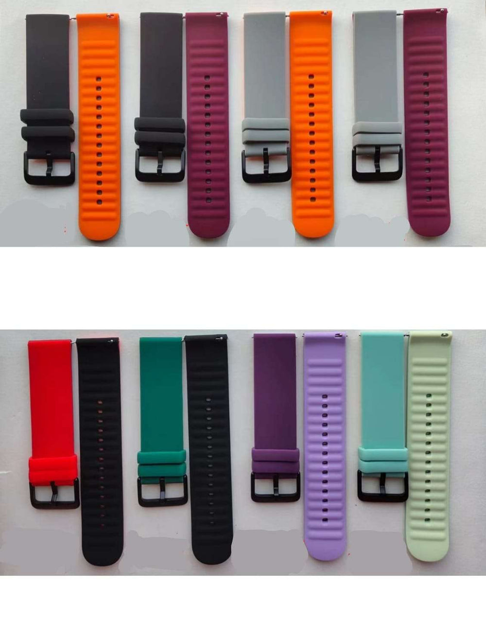 20MM Black/Green Dual Two-Color Silicon Bands for Android Smartwatches