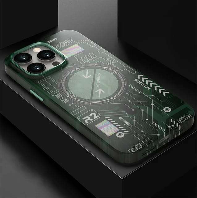 Green Electric Circuit Board Case for iPhone 13/14 Series