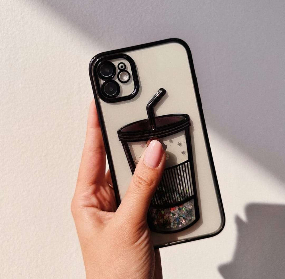 Black Glitter Star cup case for iPhone -11/13/14 Series