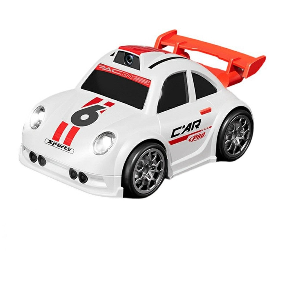 White Mini Cartoon RC Car Electric Vehicle Toy with Camera / 2.4 Inch Screen Controller