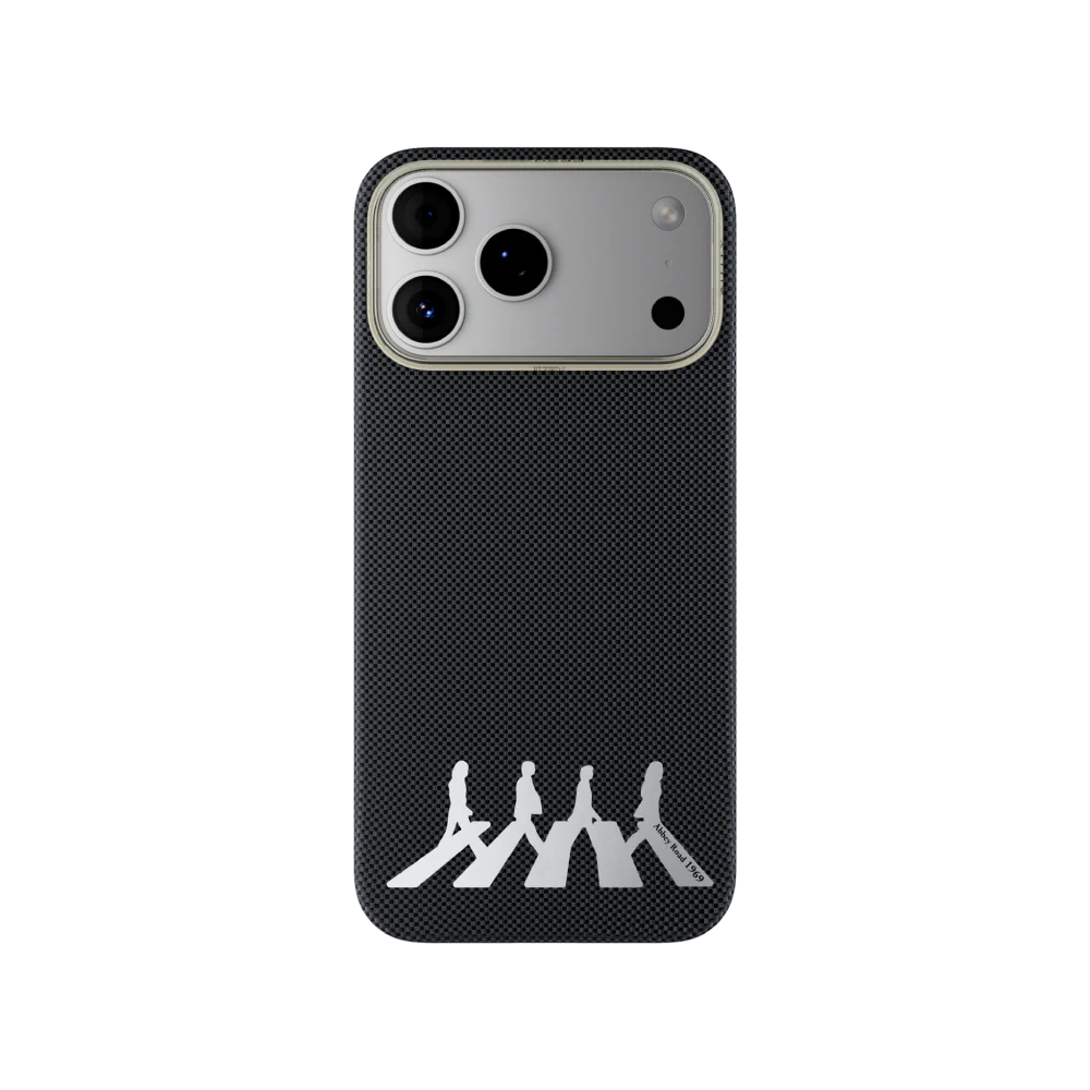 Black Abbey Road 1969 - Intangible Cultural Heritage Bamboo Weave Kevlar Aramid Fiber iPhone (AIRITY Brand) Magnetic 17 Promax Phone Case