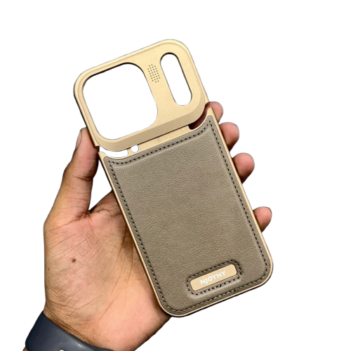 NyJoy Metal Veagan Leather with Magsafe Case for iPhone 17 Pro - Brown