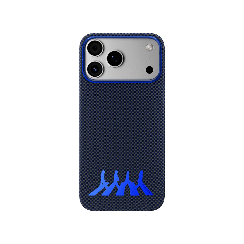 Blue Abbey Road 1969 - Intangible Cultural Heritage Bamboo Weave Kevlar Aramid Fiber iPhone (AIRITY Brand) Magnetic 17 Pro Phone Case