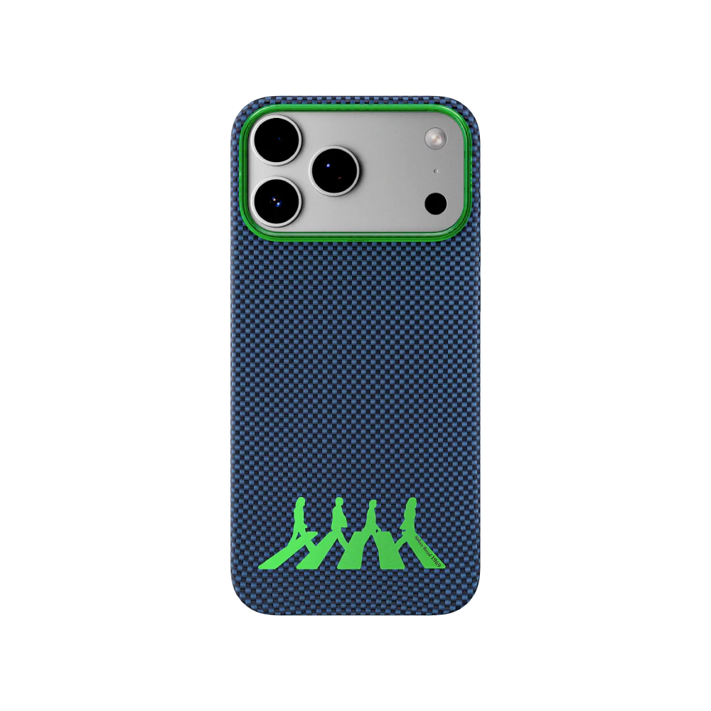Green Abbey Road 1969 - Intangible Cultural Heritage Bamboo Weave Kevlar Aramid Fiber iPhone (AIRITY Brand) Magnetic 17 Pro Phone Case