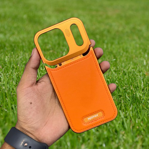 NyJoy Metal Veagan Leather with Magsafe Case for iPhone 17 Promax - Orange